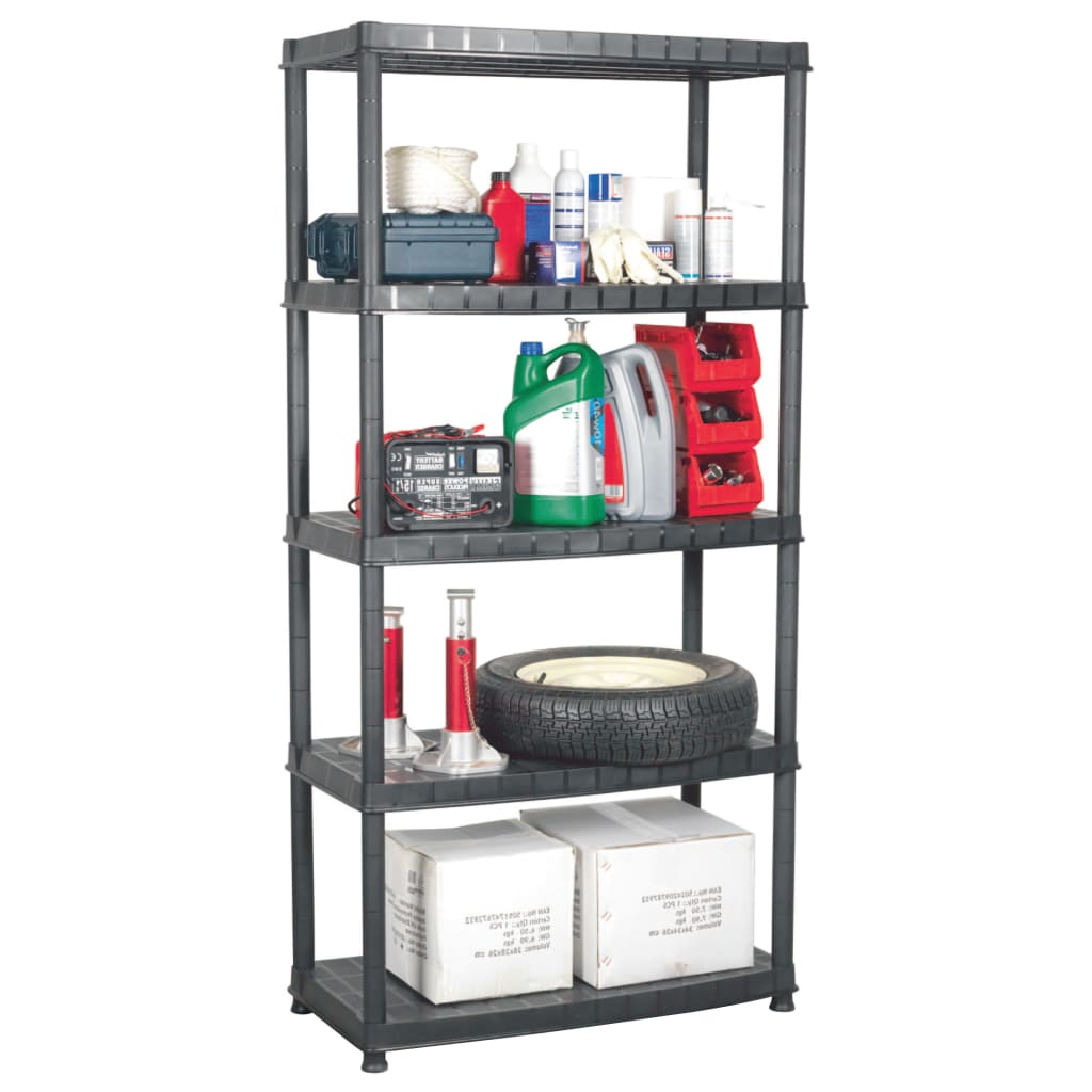 Vidaxl Storage Rack 5-lag 85x40x185 cm plastik sort