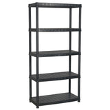 Vidaxl Storage Rack 5 Layer 91.5x45.7x185 cm de plástico negro