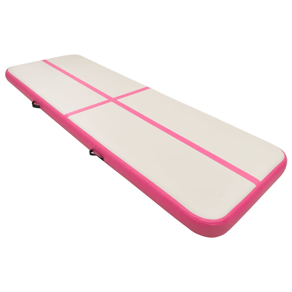 Vidaxl gymnastiekmat met pomp opblaasbaar 300x100x15 cm pvc roze