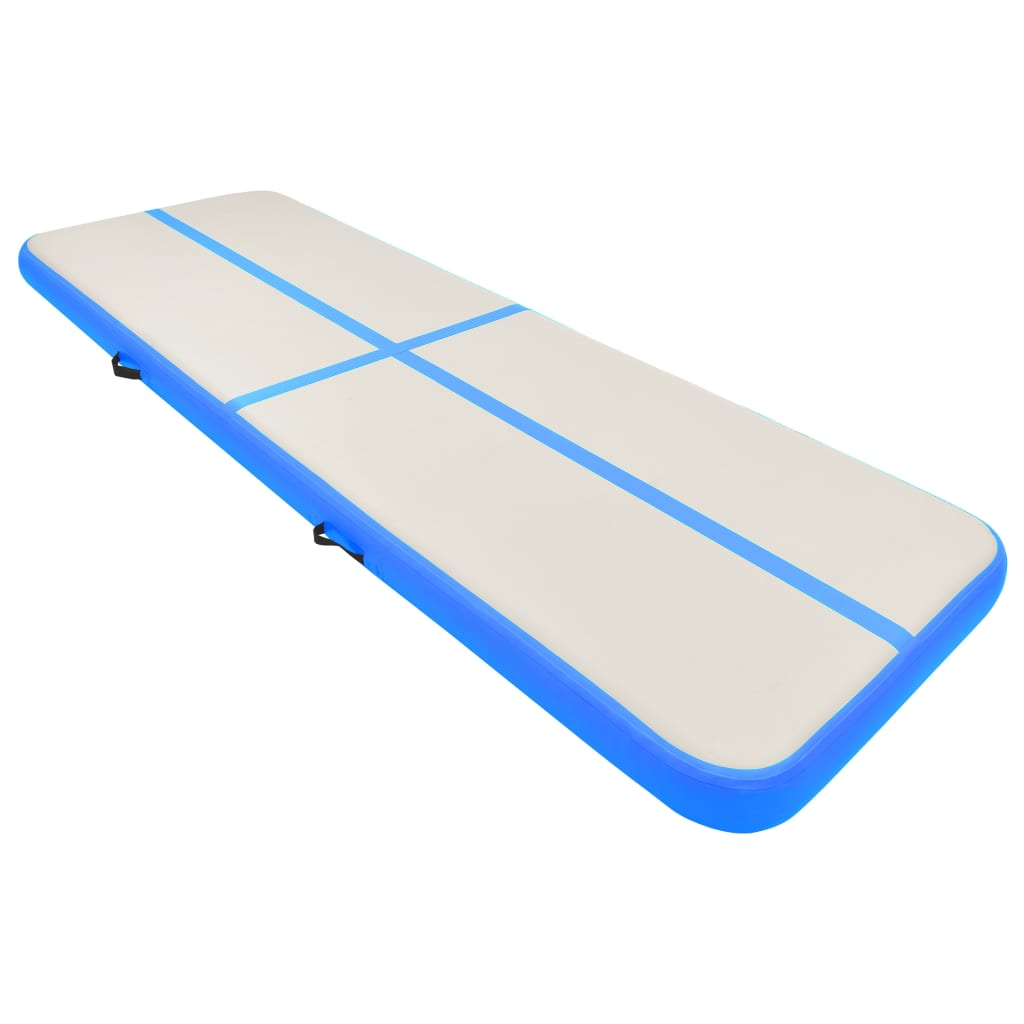 Vidaxl gymnastikmåtte med pumpe oppustelig 300x100x15 cm pvc blå