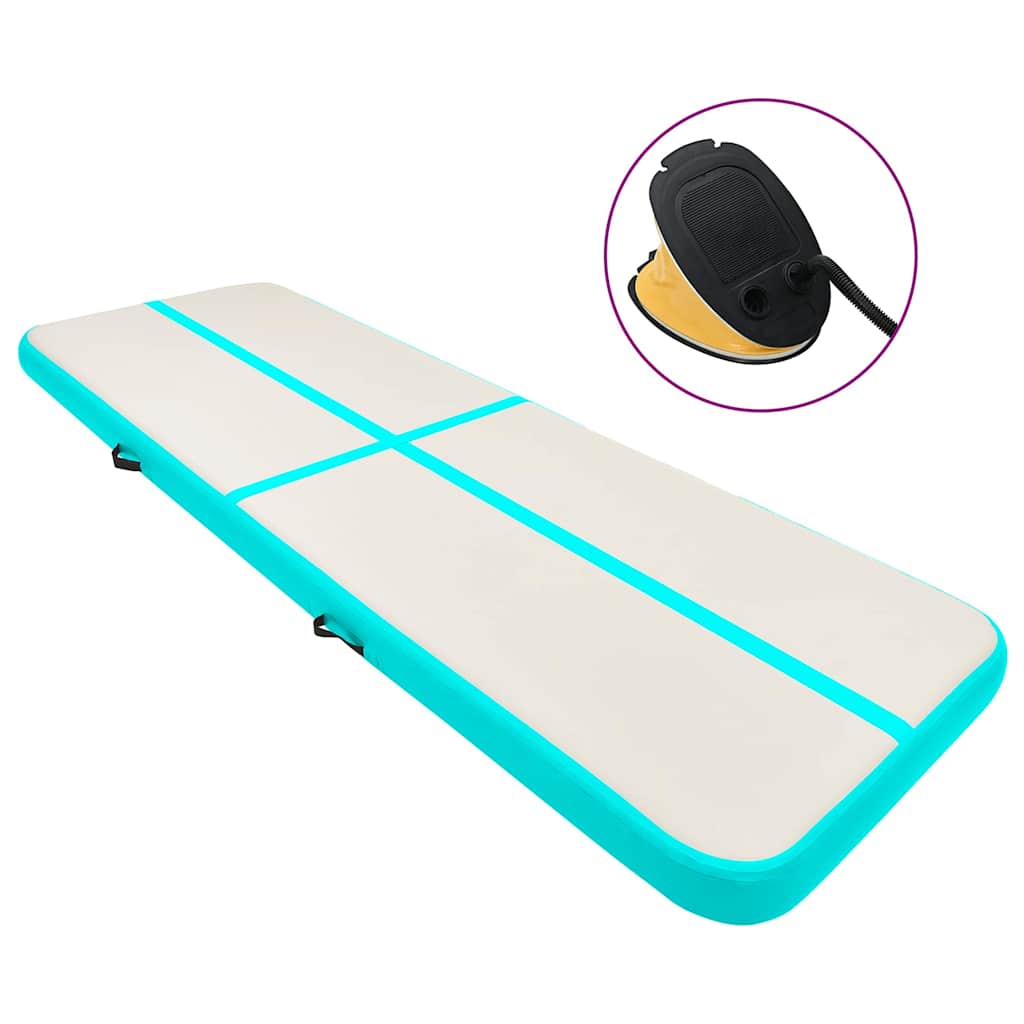 Vidaxl gymnastiekmat met pomp opblaasbaar 300x100x15 cm pvc groen