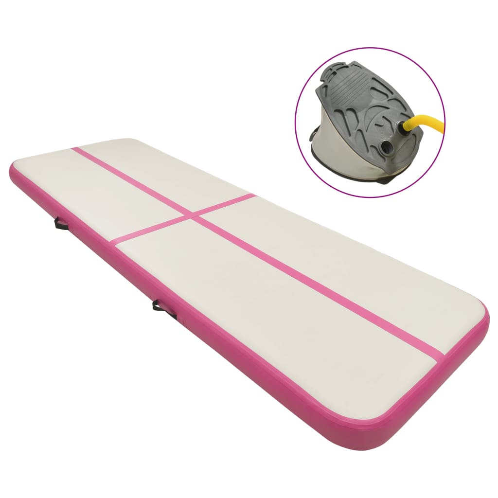 BIDAXL Gymnastics Mat med pump Uppblåsbar 400x100x15 cm PVC Pink