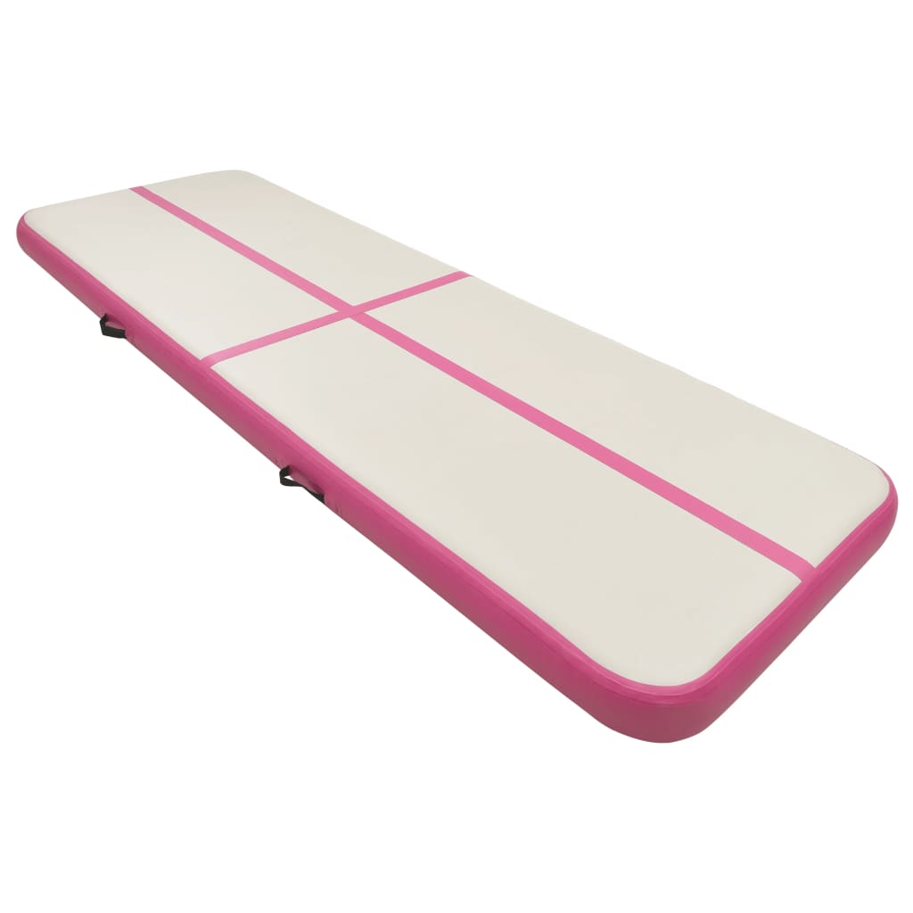 Vidaxl gymnastikmåtte med pumpe oppustelig 400x100x15 cm pvc pink