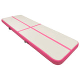 Vidaxl ginnastics tappetino con pompa gonfiabile 400x100x15 cm pvc rosa