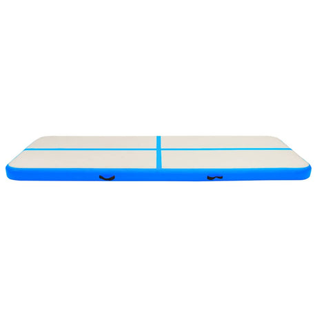 Vidaxl gymnastiekmat met pomp opblaasbaar 400x100x15 cm pvc blauw