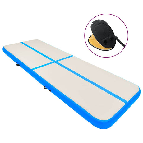 Vidaxl gymnastiekmat met pomp opblaasbaar 500x100x15 cm pvc blauw