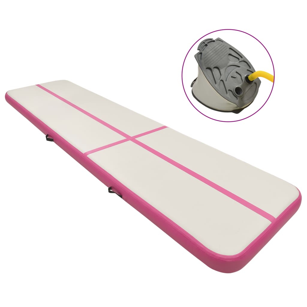 BIDAXL Gymnastics Mat med pump Uppblåsbar 600x100x15 cm PVC Pink