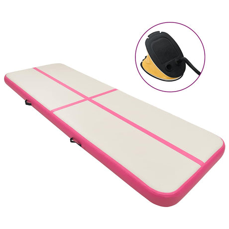 Vidaxl gymnastiekmat met pomp opblaasbaar 600x100x15 cm pvc roze