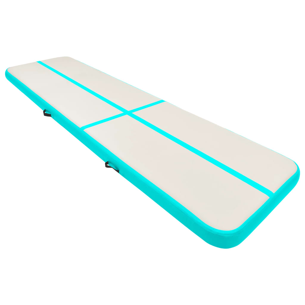 Vidaxl Gymnastics Mat med pump Uppblåsbar 700x100x15 cm PVC Green