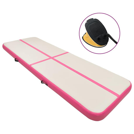 Vidaxl gymnastiekmat met pomp opblaasbaar 800x100x15 cm pvc roze