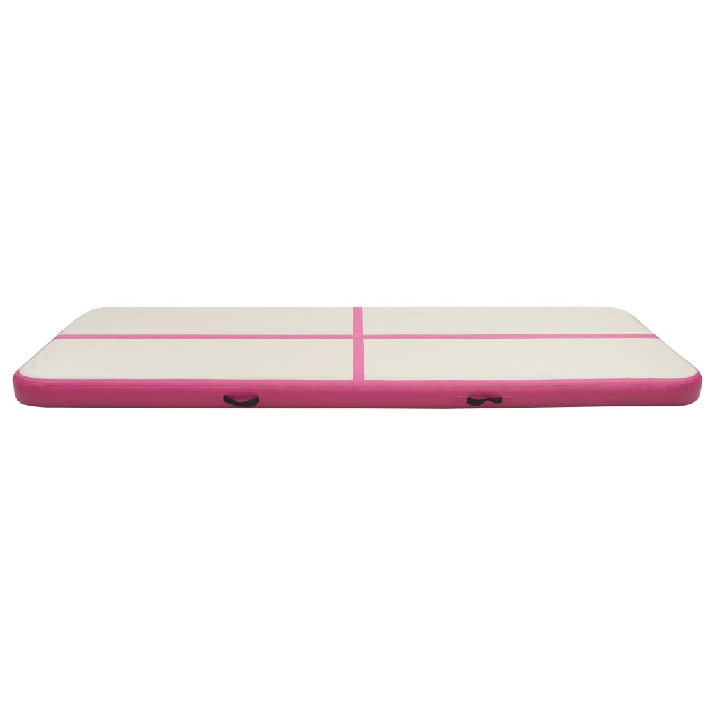 Vidaxl gymnastiekmat met pomp opblaasbaar 400x100x20 cm pvc roze