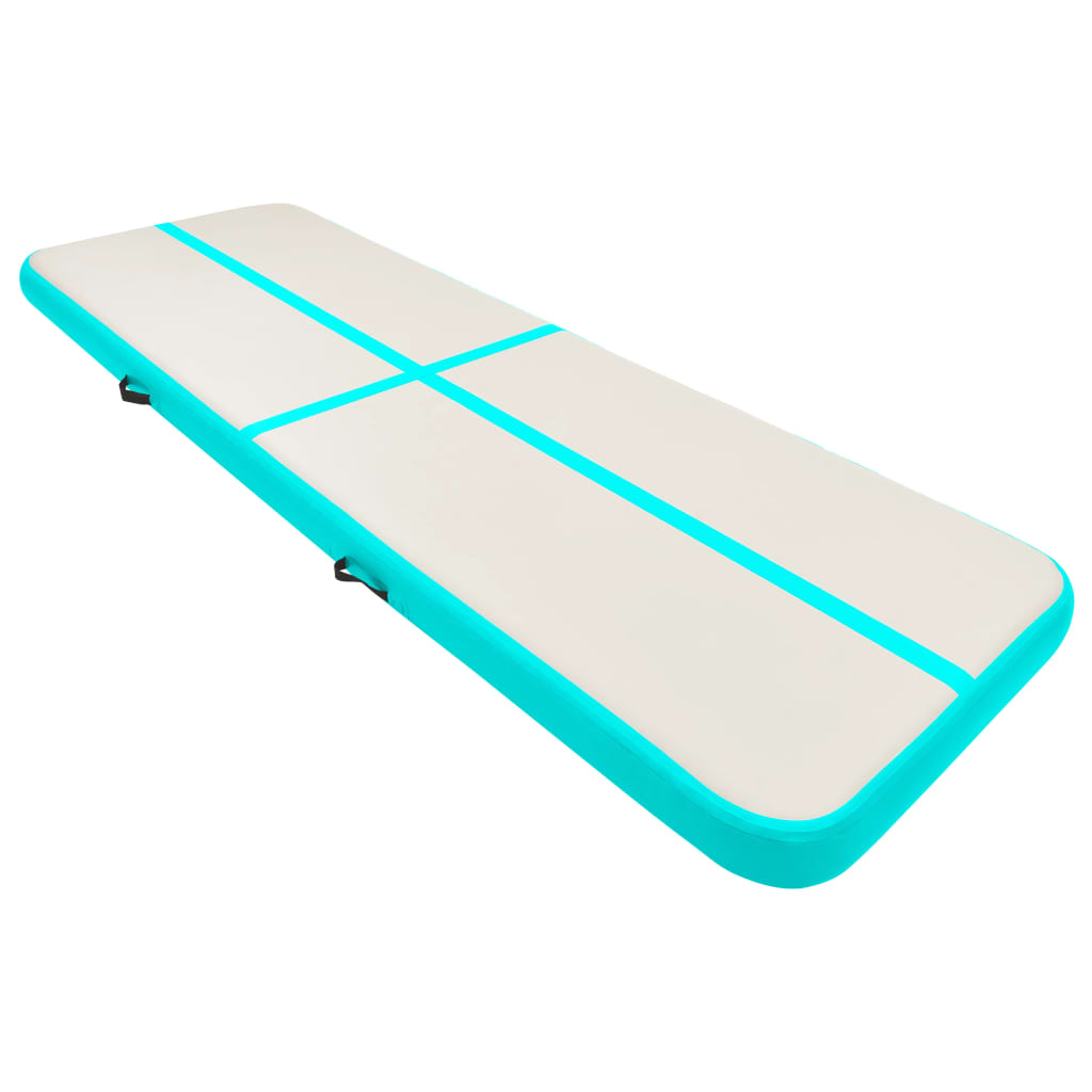 Vidaxl gymnastikmåtte med pumpe oppustelig 500x100x20 cm PVC grøn