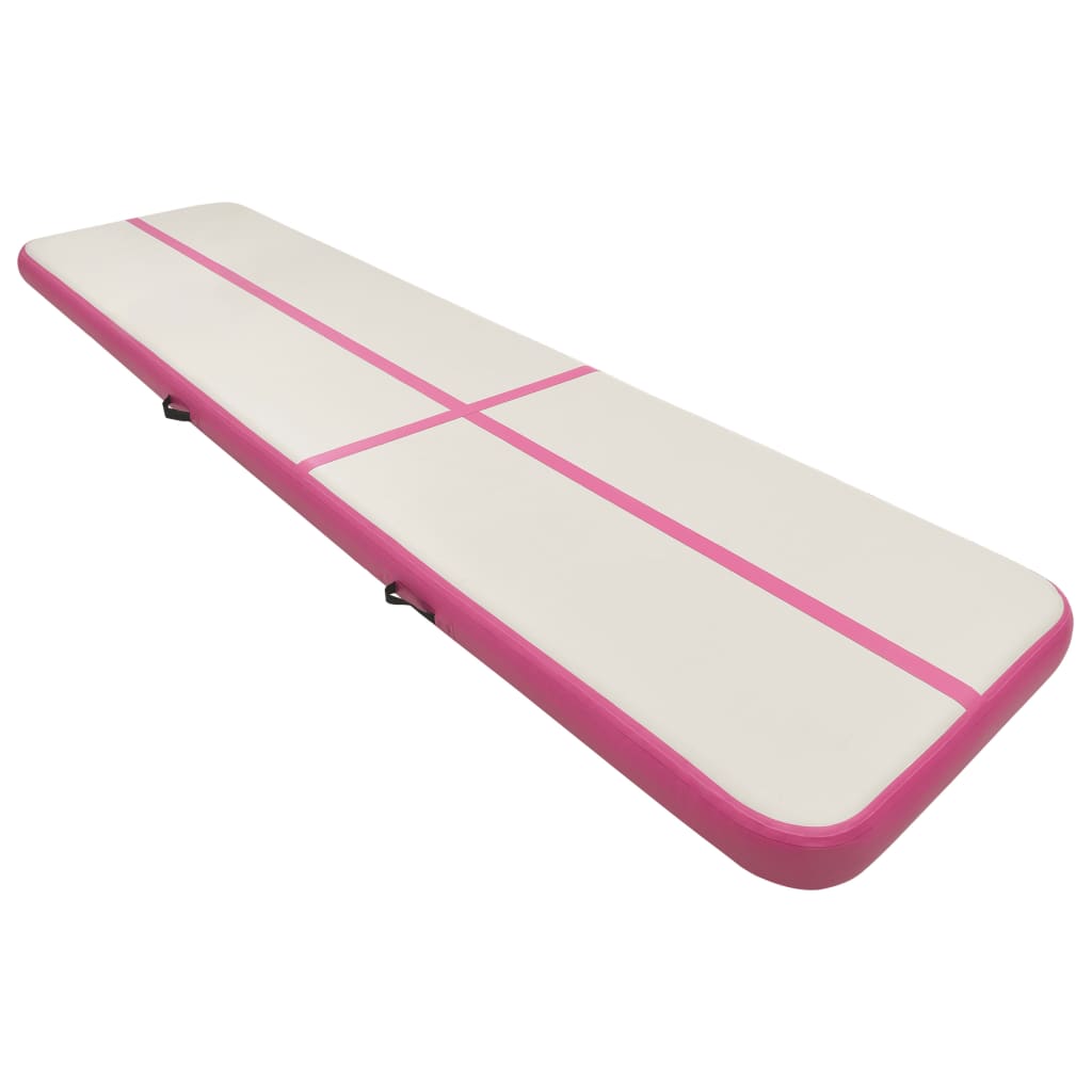 Vidaxl gymnastiekmat met pomp opblaasbaar 700x100x20 cm pvc roze