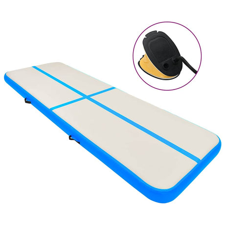 Vidaxl gymnastiekmat met pomp opblaasbaar 800x100x20 cm pvc blauw