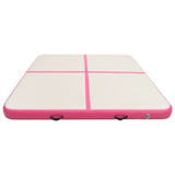 Vidaxl gymnastiekmat met pomp opblaasbaar 200x200x10 cm pvc roze