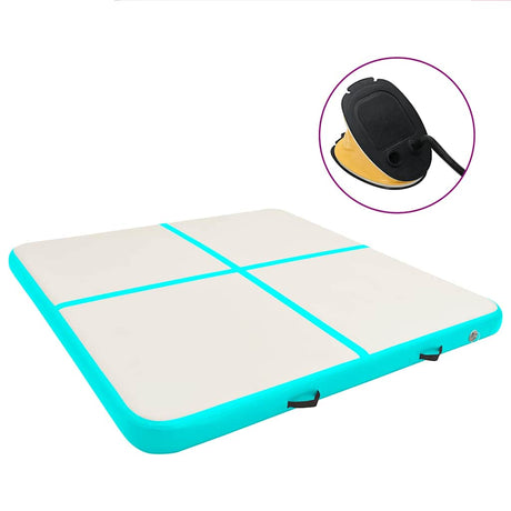 Vidaxl gymnastiekmat met pomp opblaasbaar 200x200x10 cm pvc groen