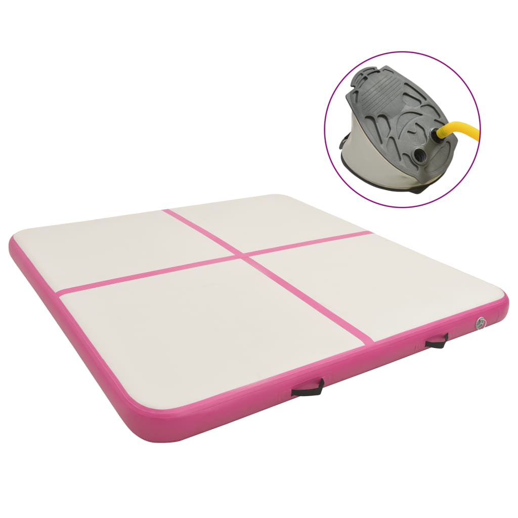 BIDAXL Gymnastics Mat med pump Uppblåsbar 200x200x15 cm PVC Pink