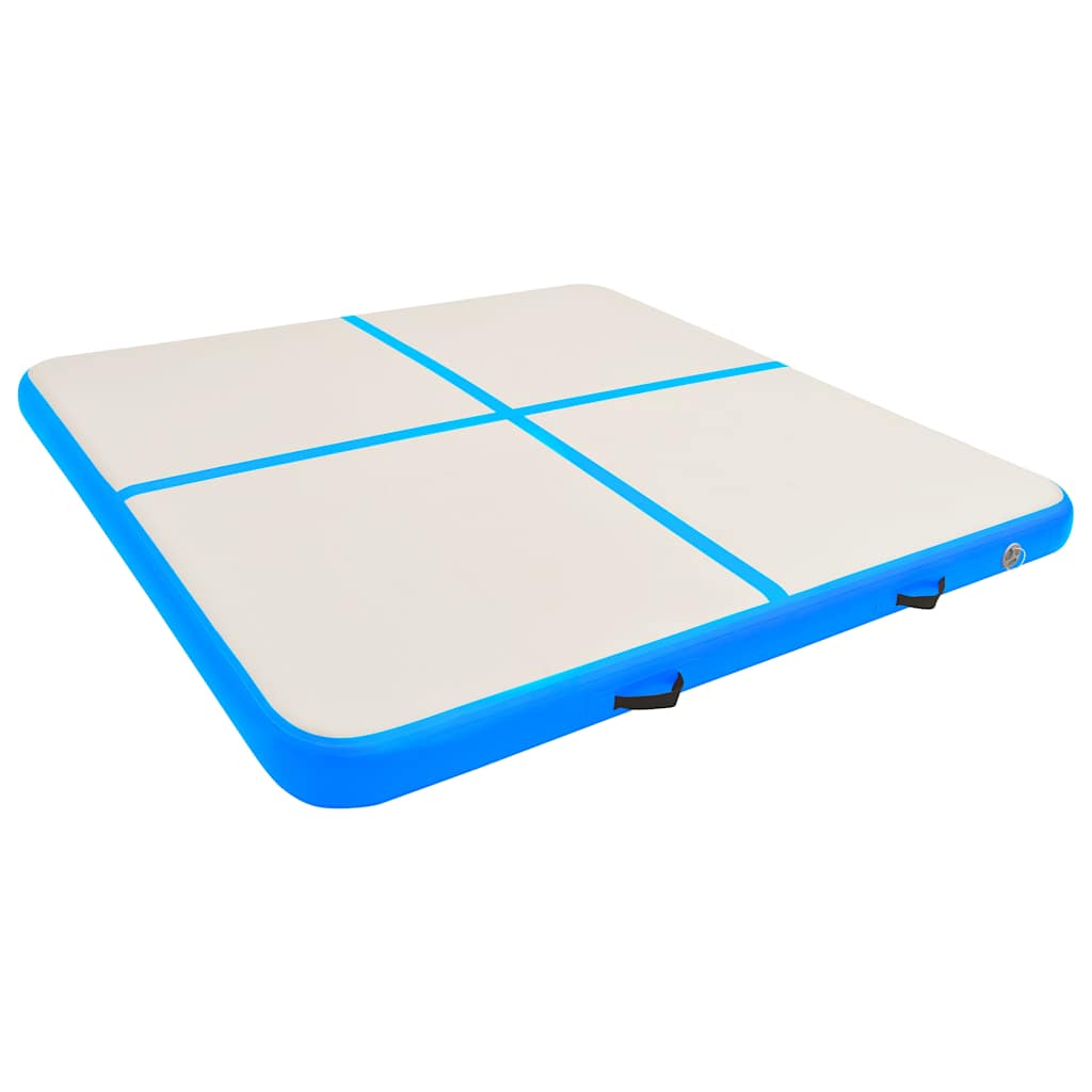 Vidaxl gymnastiekmat met pomp opblaasbaar 200x200x15 cm pvc blauw