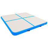 Vidaxl gymnastiekmat met pomp opblaasbaar 200x200x15 cm pvc blauw