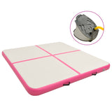 Vidaxl gymnastiekmat met pomp opblaasbaar 200x200x20 cm pvc roze