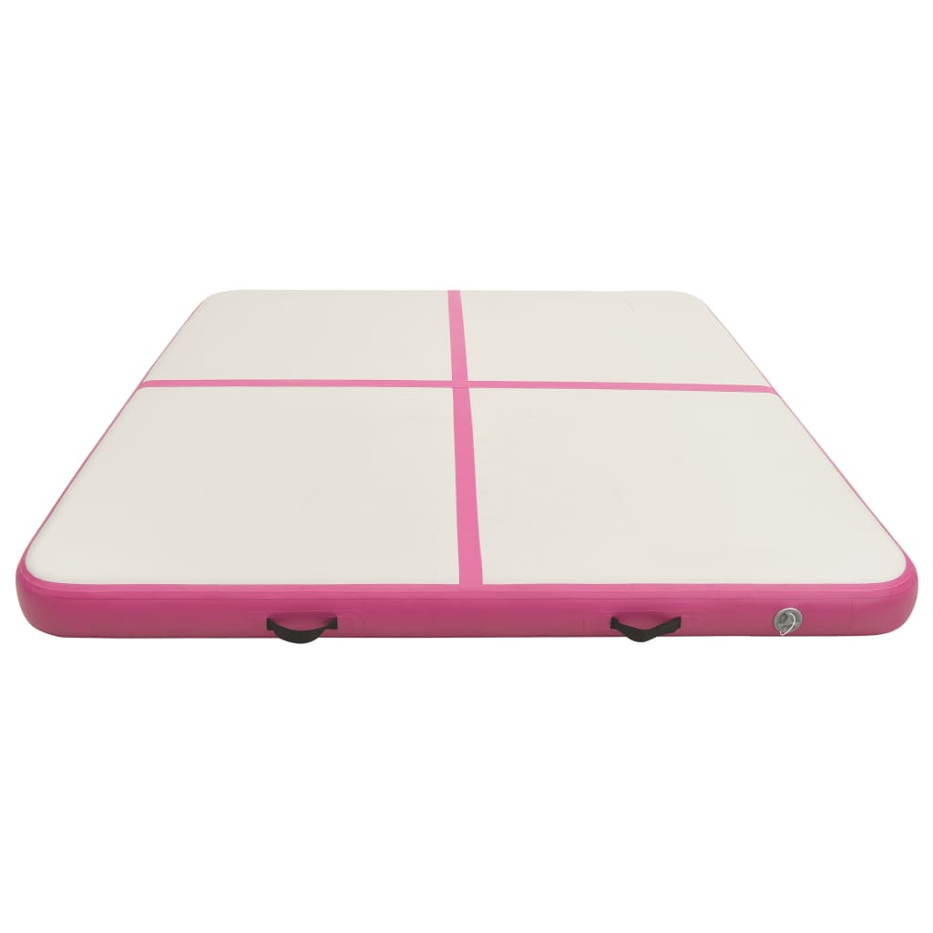 Vidaxl ginnastics tappetino con pompa gonfiabile 200x200x20 cm pvc rosa