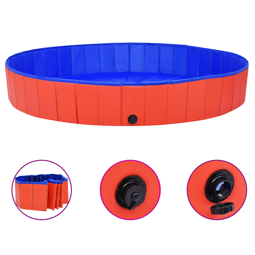 Vidaxl Dog Swimming Pool Sammenfoldelig 200x30 cm PVC Rød