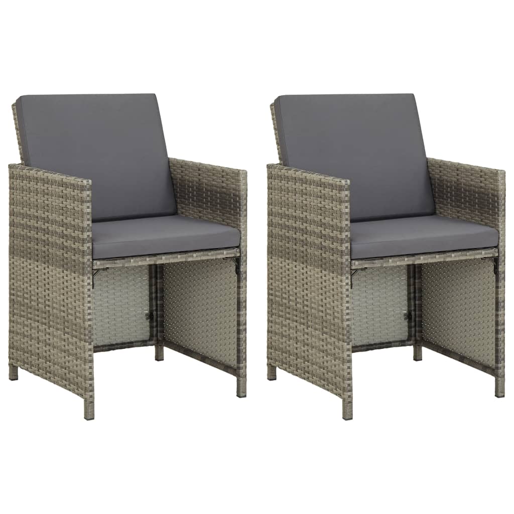 Vidaxl tuinstoelen 2 st met kussens poly rattan grijs