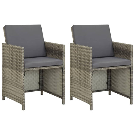 Vidaxl tuinstoelen 2 st met kussens poly rattan grijs