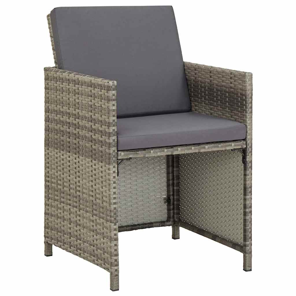 Vidaxl tuinstoelen 2 st met kussens poly rattan grijs