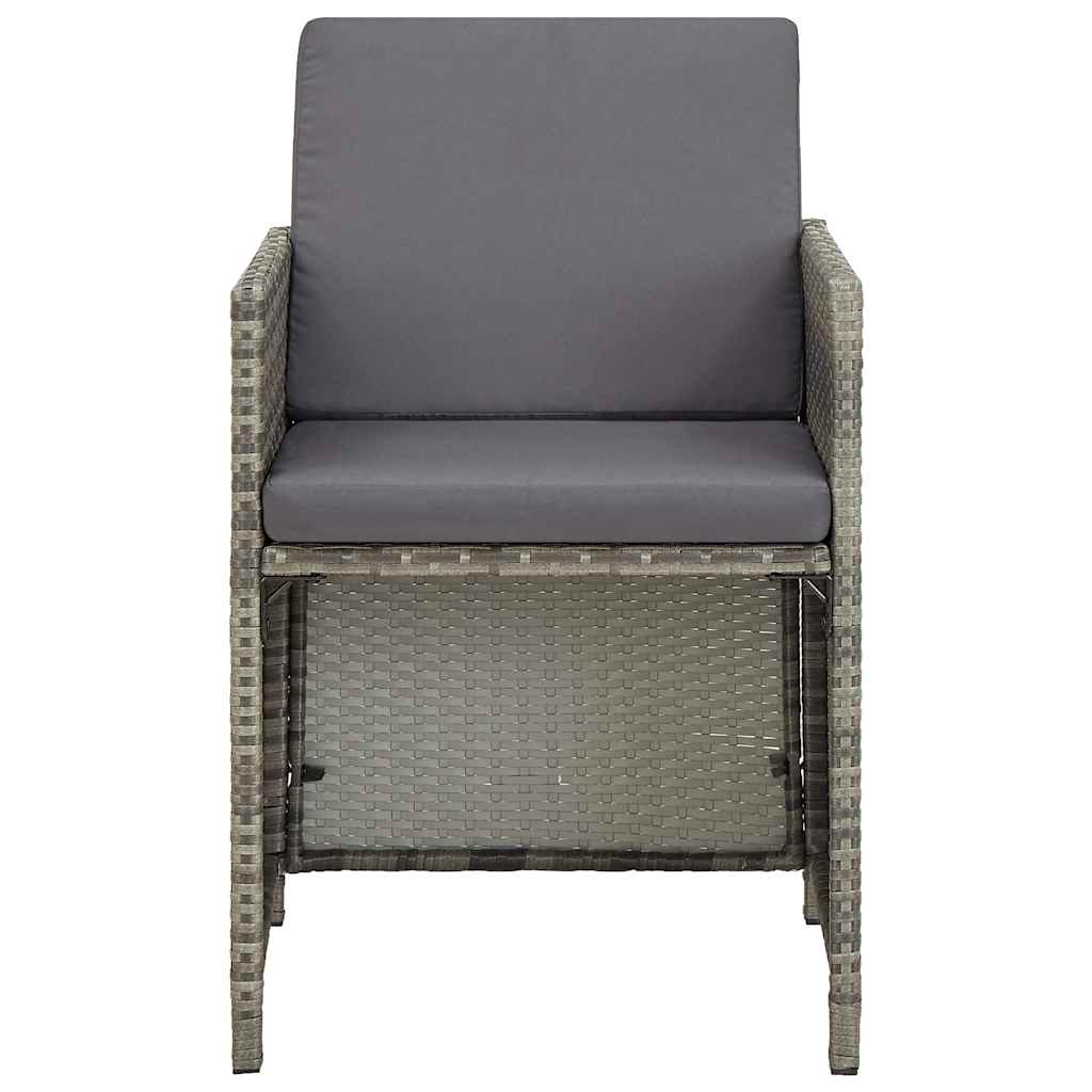 Vidaxl tuinstoelen 2 st met kussens poly rattan grijs