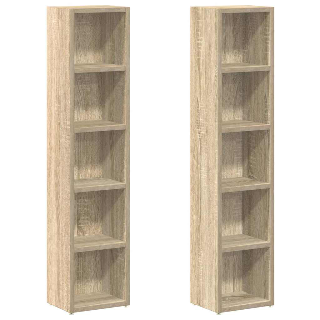 Vidaxl cd-kasten 2 st 21x16x93,5 spaanplaat sonoma eikenkleurig
