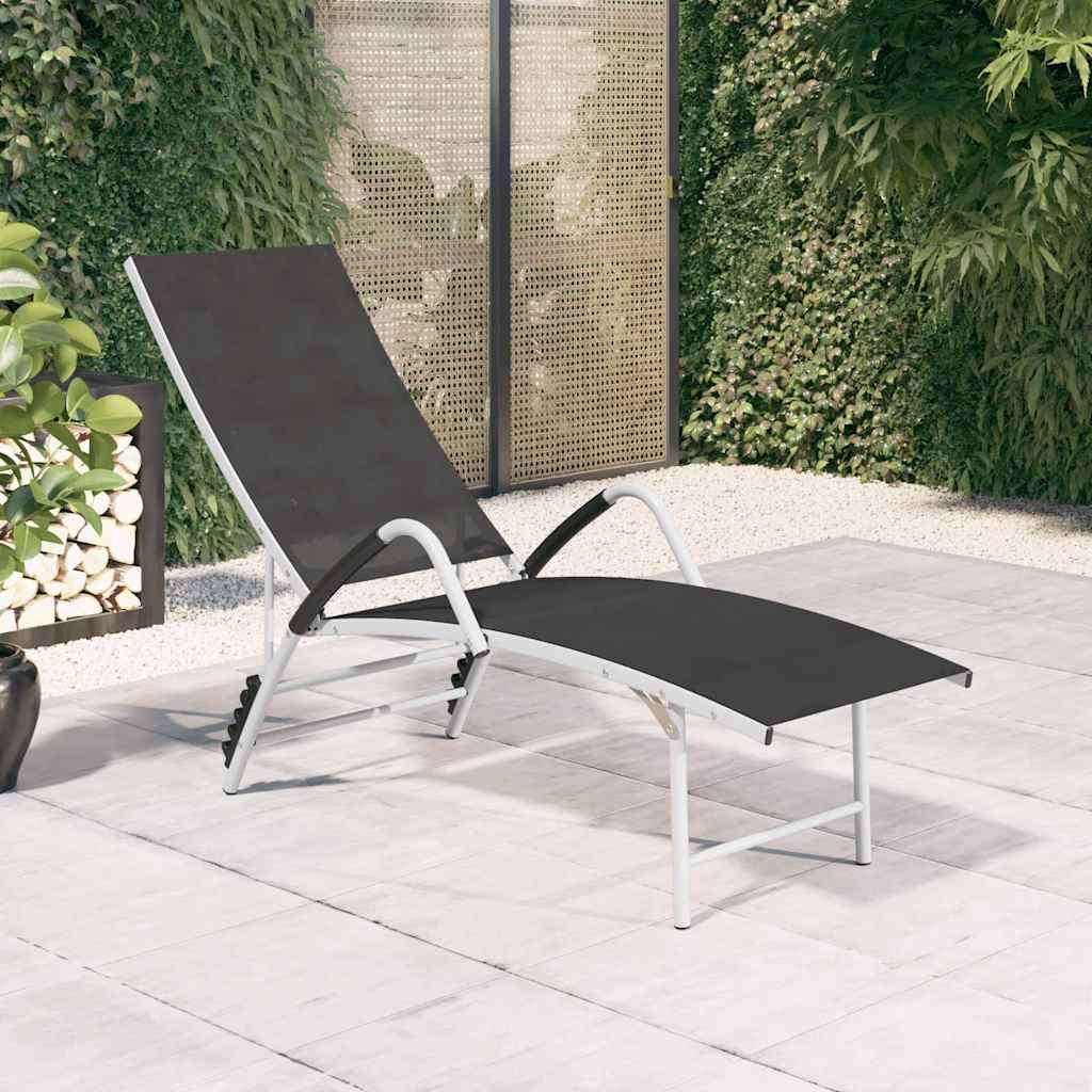 Vidaxl ligbed textileen en aluminium zwart