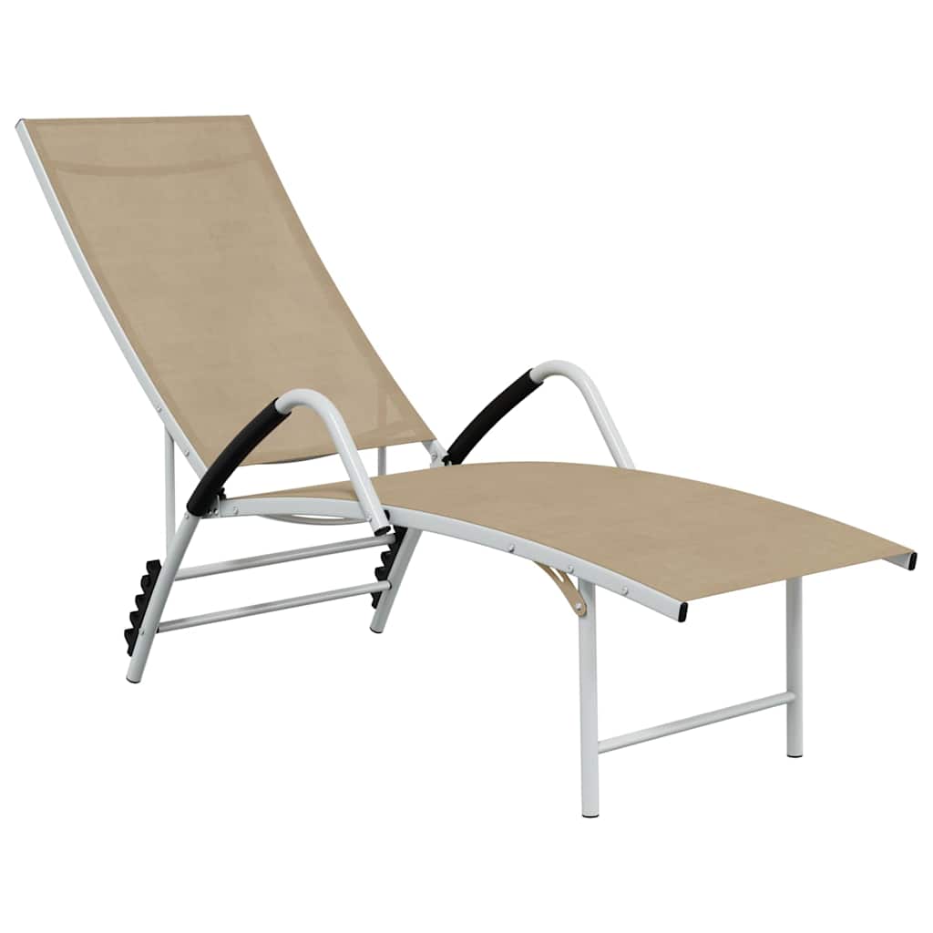 Vidaxl ligbed textileen en aluminium crèmekleurig