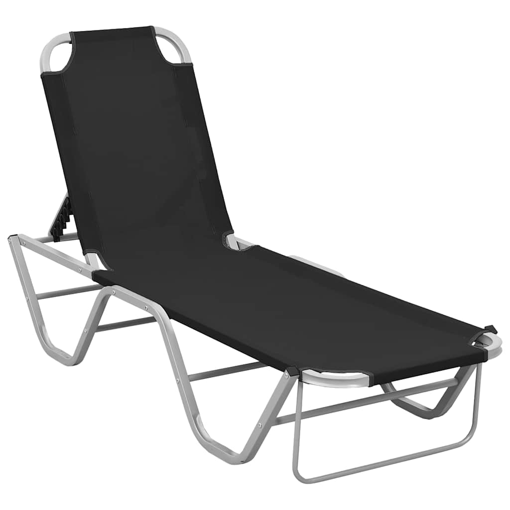 Vidaxl ligbed aluminium en textileen zwart