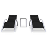 Vidaxl ligbedden 2 st met tafel aluminium zwart
