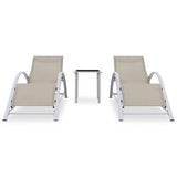 Vidaxl ligbedden 2 st met tafel aluminium crèmekleurig