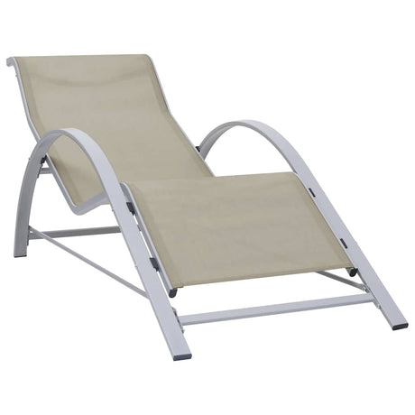 Vidaxl ligbedden 2 st met tafel aluminium crèmekleurig