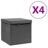 Boîtes de stockage Vidaxl avec couvercle 4 PCS 28X28X28 cm noir