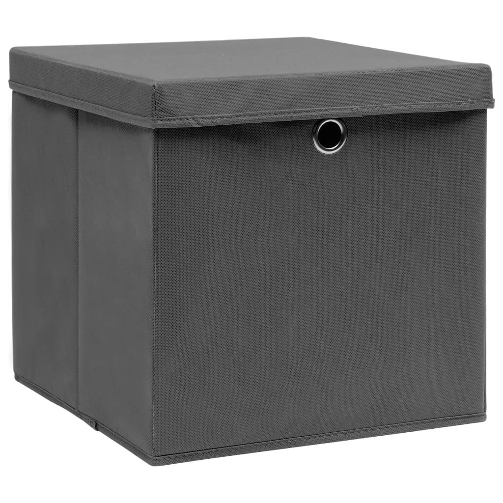 Boîtes de stockage Vidaxl avec couvercle 4 PCS 28X28X28 cm noir