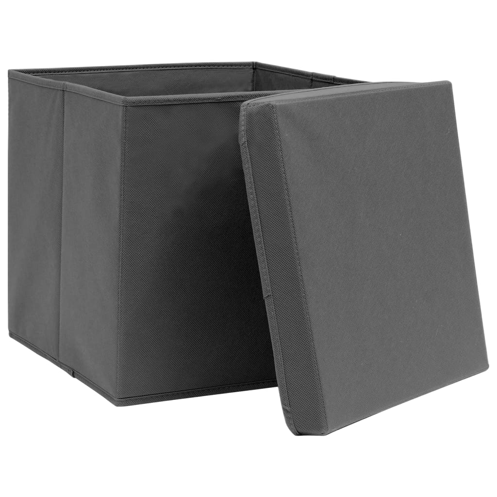 Boîtes de stockage Vidaxl avec couvercle 4 PCS 28X28X28 cm noir