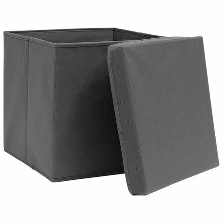 Vidaxl opbergboxen met deksel 4 st 28x28x28 cm zwart
