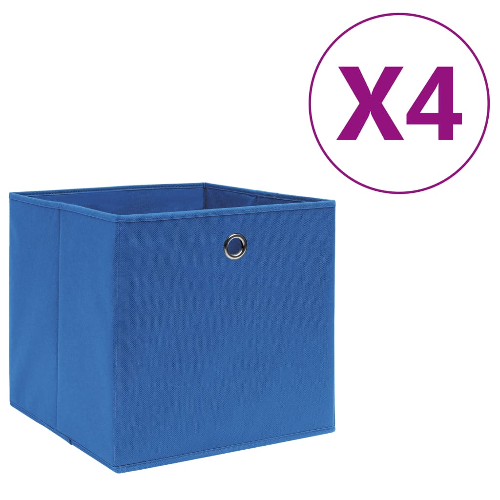 Vidaxl opbergboxen 4 st 28x28x28 cm nonwoven stof blauw