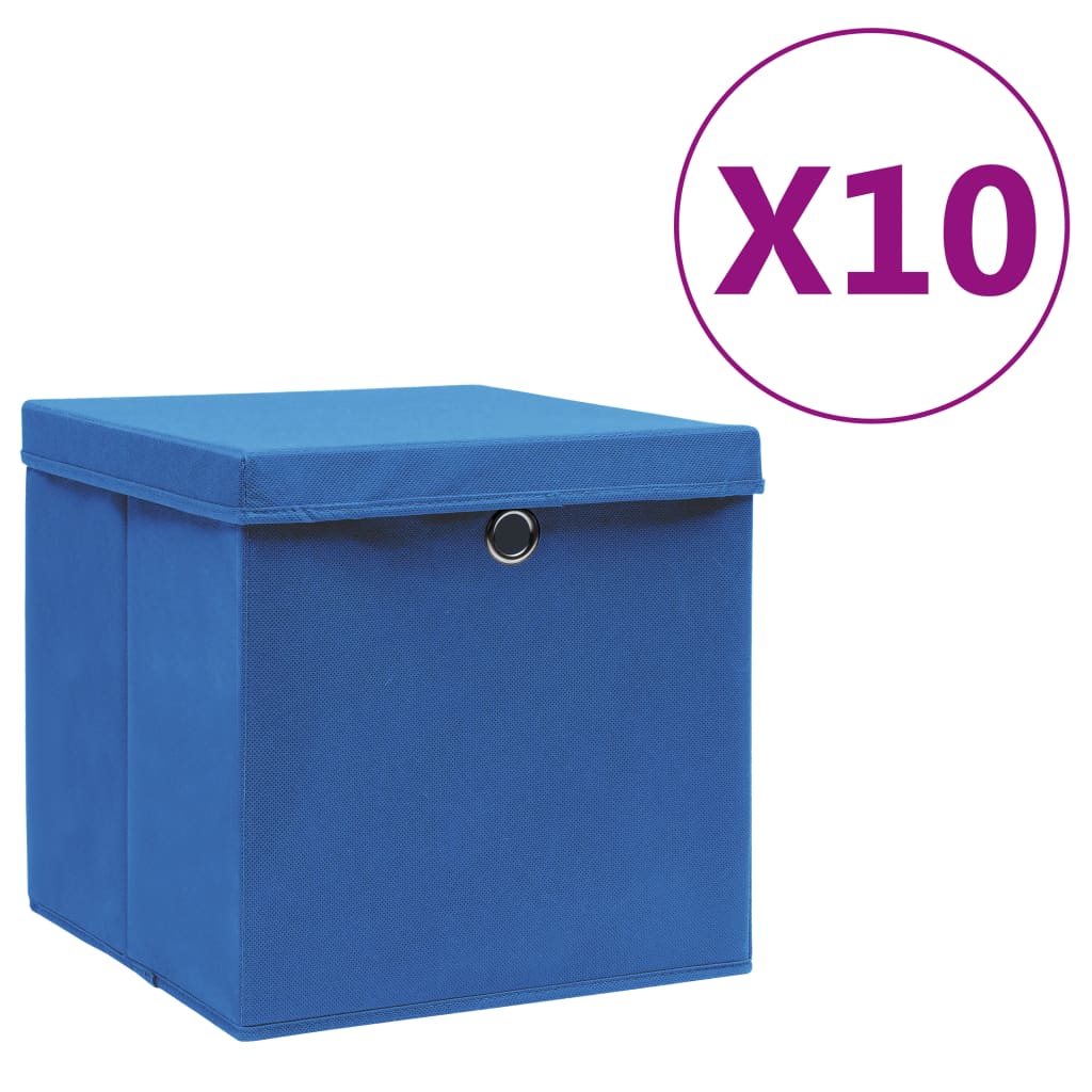 Scatole di archiviazione Vidaxl con coperchio 4 PC 28x28x28 cm blu