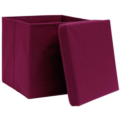 Vidaxl opbergboxen met deksel 4 st 28x28x28 cm donkerrood