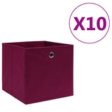 Scatole di archiviazione Vidaxl 10 ST 28x28x28 cm tessuto non tessuto rosso scuro