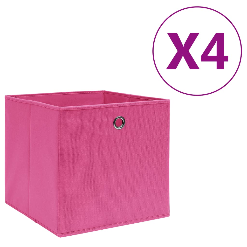 Scatole di archiviazione Vidaxl 4 pezzi 28x28x28 cm tessuto non tessuto rosa