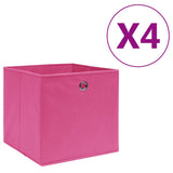 Cajas de almacenamiento de Vidaxl 4 PCS 28x28x28 cm de tela no tejida rosa