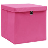 Bidaxl lagringslådor med lock 4 st 28x28x28 cm rosa