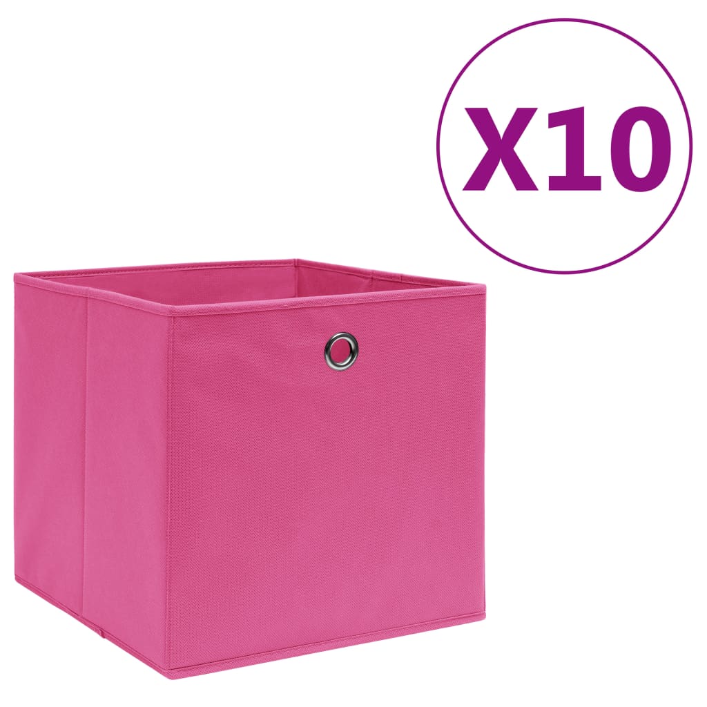 Vidaxl oppbevaringsbokser 10 St 28x28x28 cm nonwoven stoff rosa