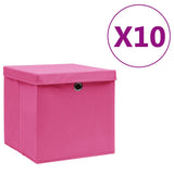 Vidaxl -Speicherboxen mit Deckel 10 ST 28x28x28 cm Pink